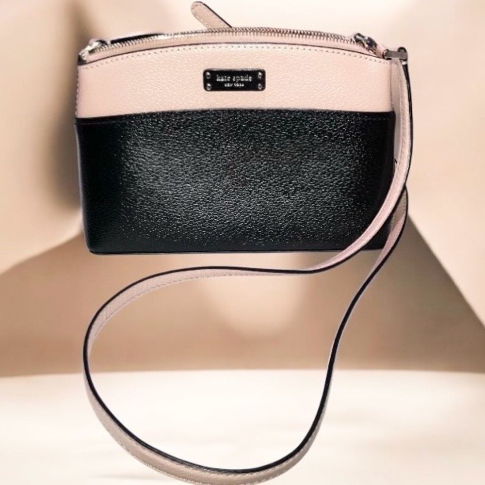 Kate Spade Leather Black & Pink Crossbody Bag Pebbled Adjustable Strap NWOT - Picture 16 of 16